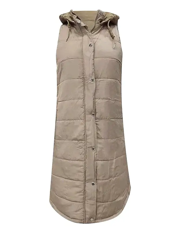 Long Women's Winter Jacket with Sleeveless Puffer Vest