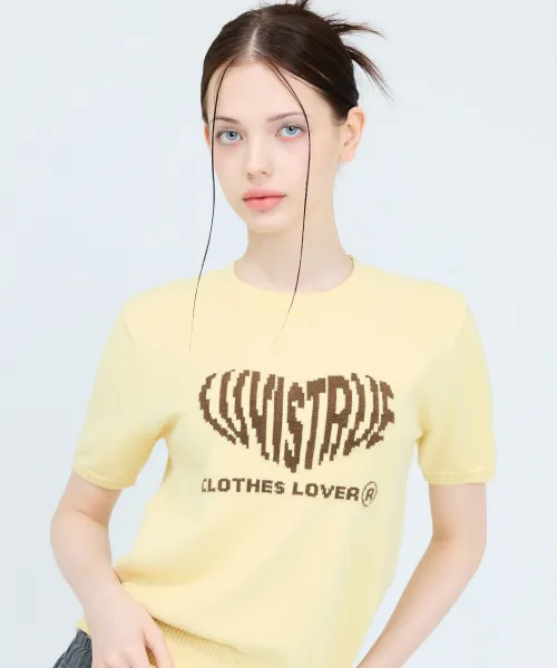 LUV IS TRUE  |Street Style U-Neck Plain Short Sleeves Logo