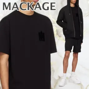 Mackage  |Crew Neck Street Style Plain Cotton Short Sleeves Logo