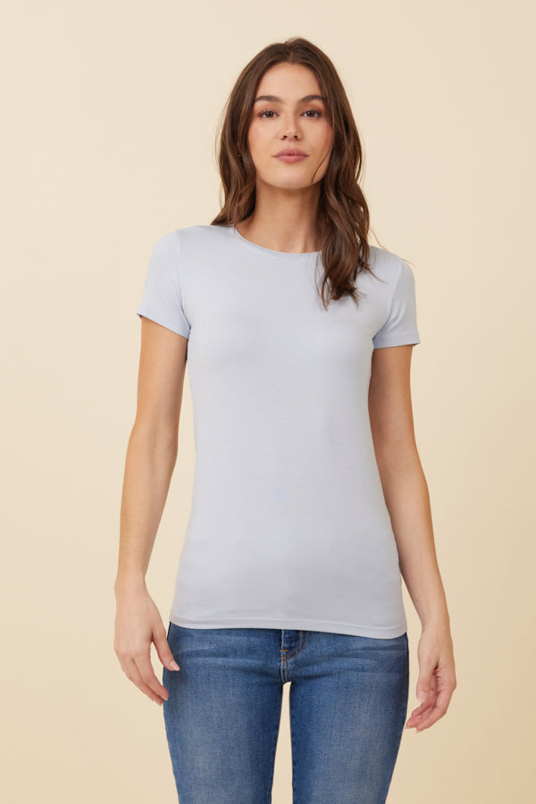 Majestic Soft Touch Short Sleeve Crewneck in Celeste