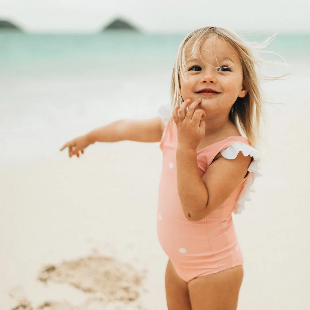 Mini Ruffle One-Piece, Pink Dottie