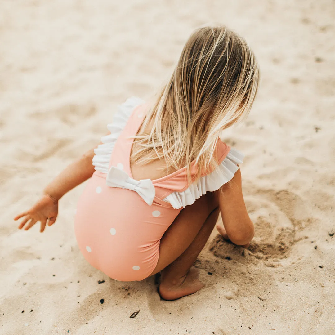 Mini Ruffle One-Piece, Pink Dottie