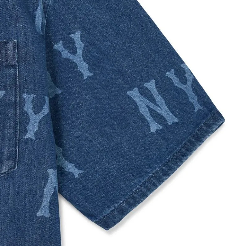 MLB Korea  |Unisex Denim Street Style Long Sleeves Logo Shirts