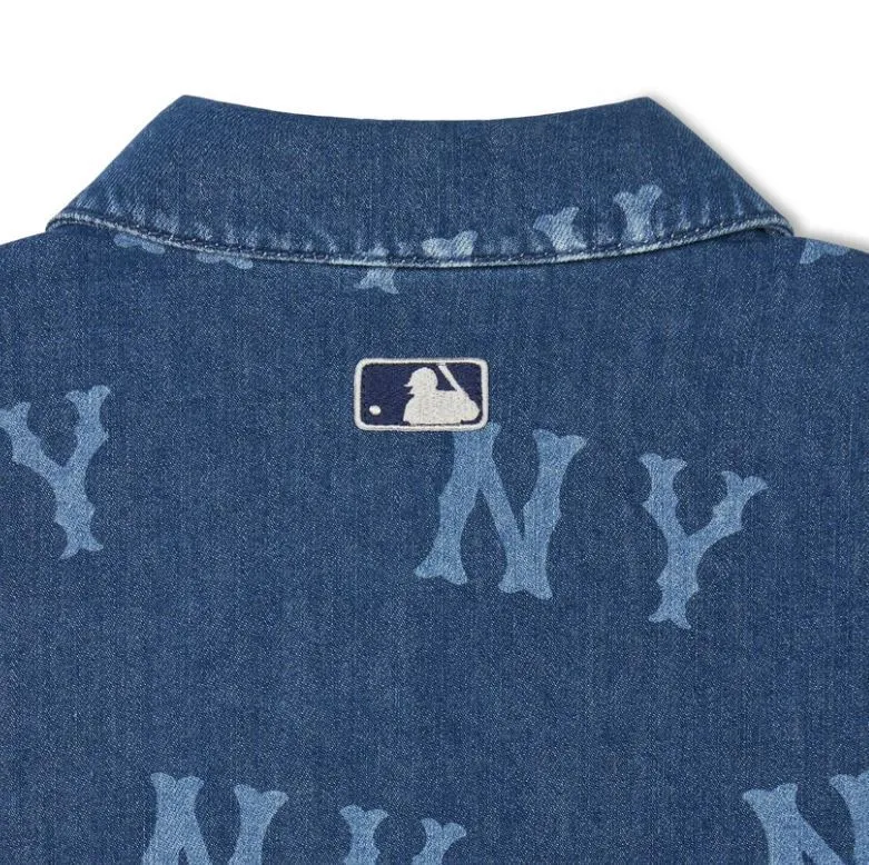 MLB Korea  |Unisex Denim Street Style Long Sleeves Logo Shirts