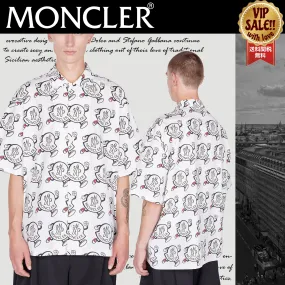 MONCLER  |Street Style Cotton Short Sleeves Logo Shirts