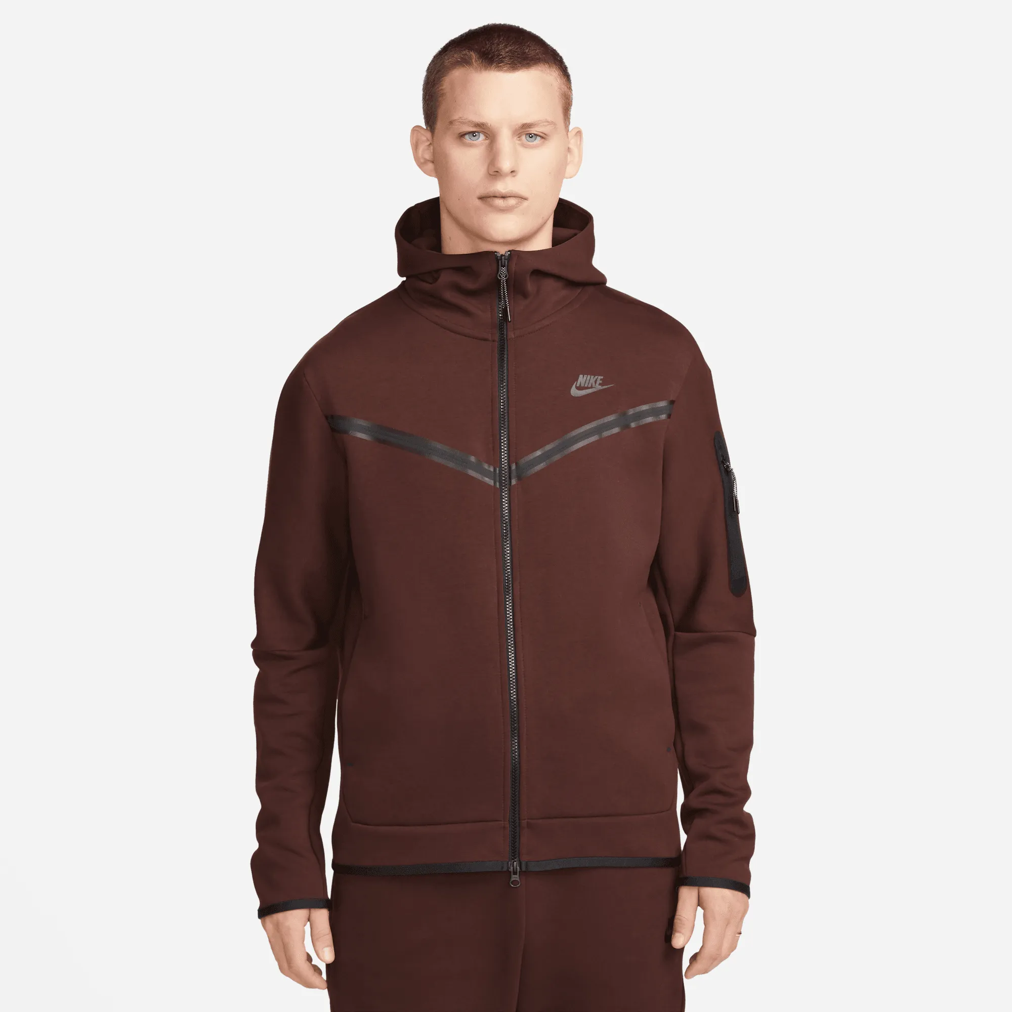 Nike Sportswear Tech Fleece Brown Full-Zip Hoodie