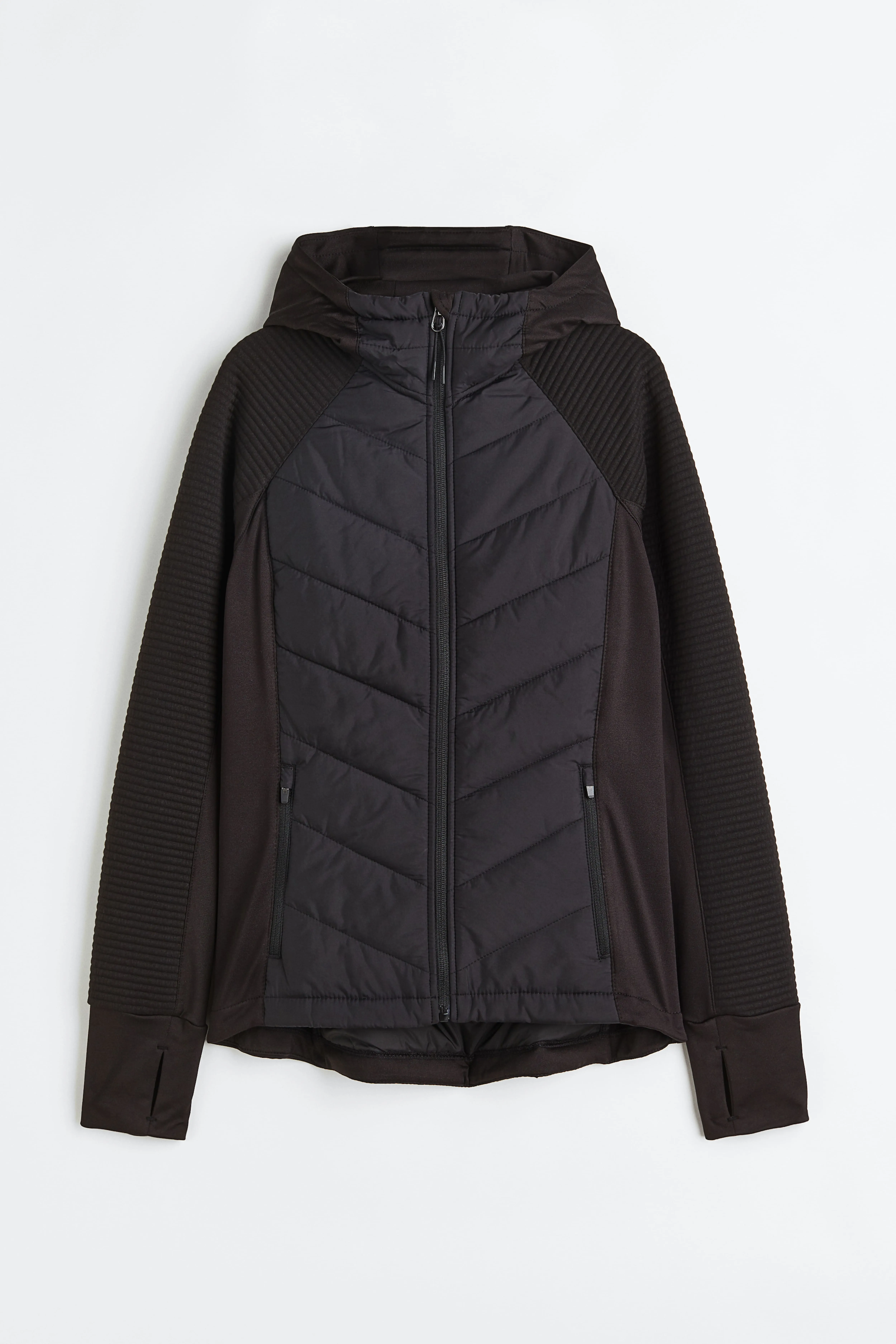 Padded hooded outdoor jacket - Long sleeve - Regular length - Black - Ladies | H&M GB