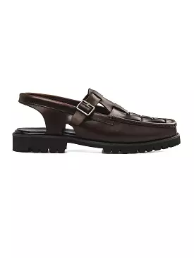 Perry Weave Sandal - Dark Brown Leather (Chunky Sole)