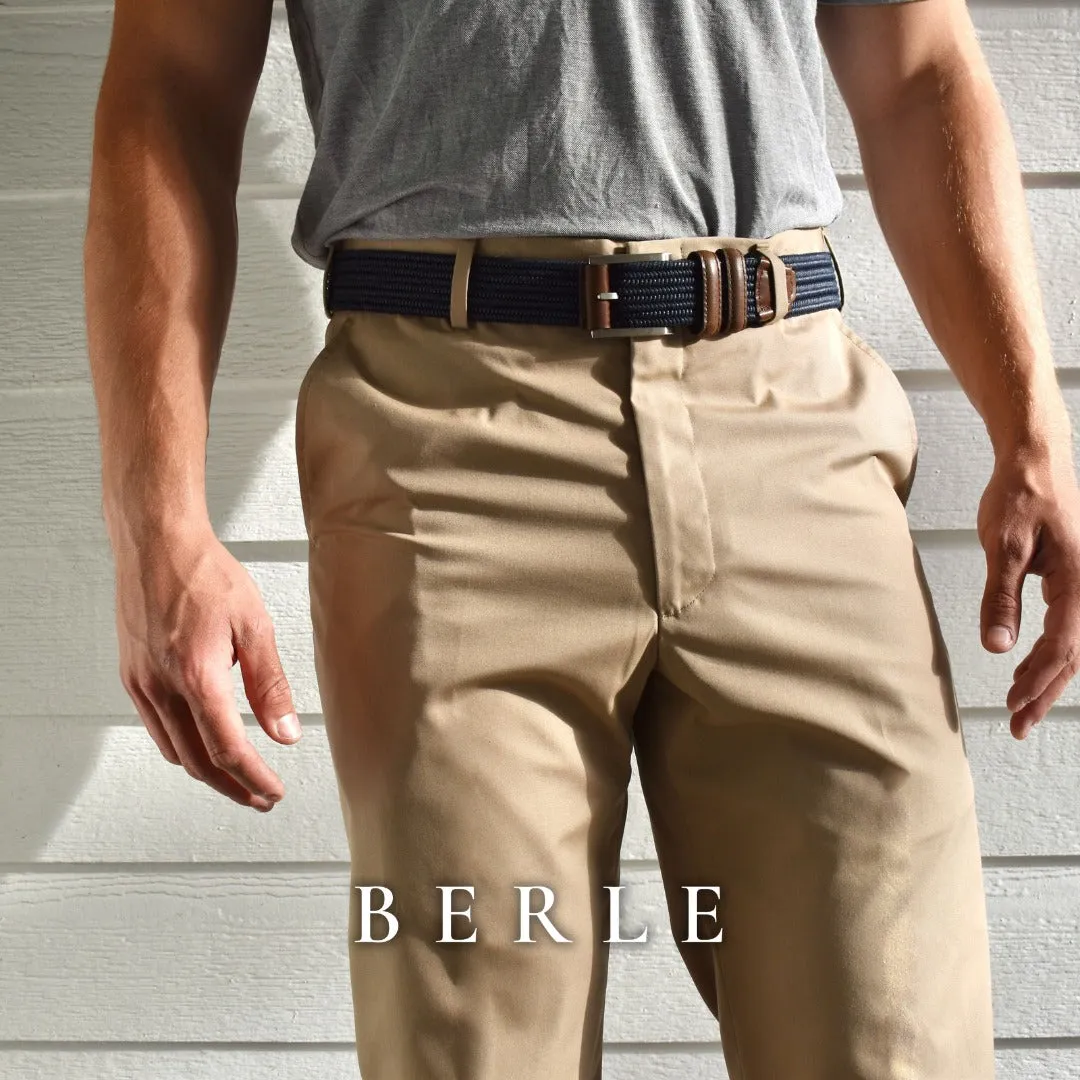 Prime Poplin Trouser in Dark Khaki (Self Sizer Plain Front - Regular & Short Rise) by Berle