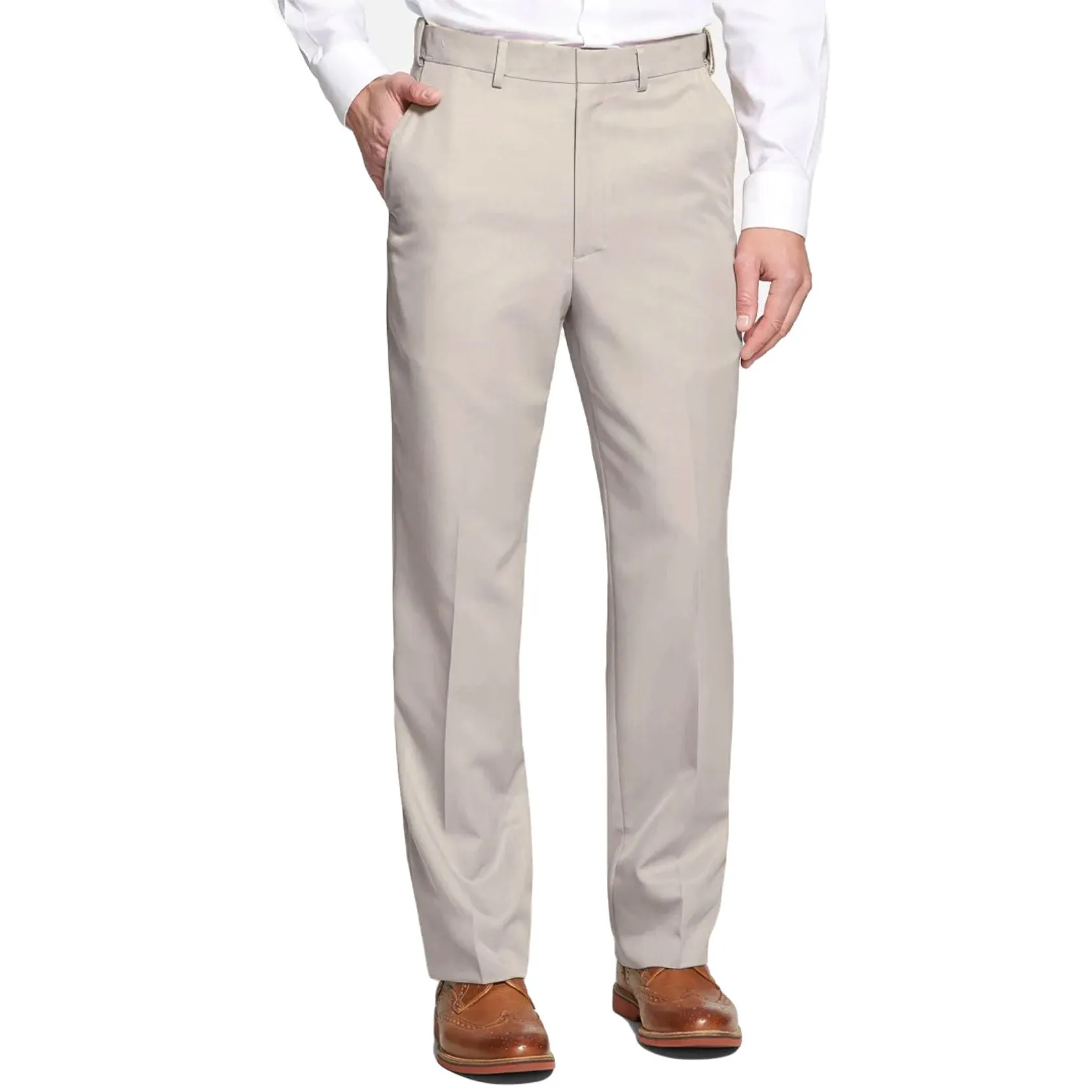 Prime Poplin Trouser in Stone (Regent Plain Front - Regular, Short, & Long Rise) by Berle