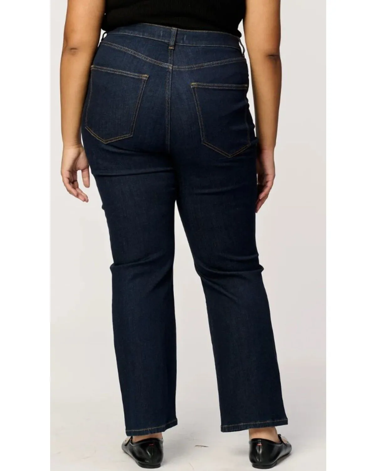 Product Name:  Warp + Weft Women's Dark Wash Jet Set High Rise Straight Stretch Denim Jeans - Plus