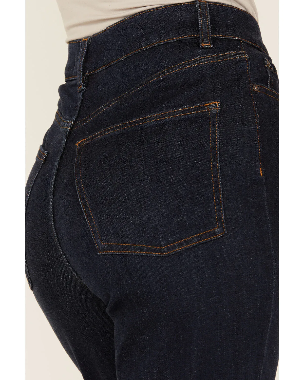 Product Name:  Warp + Weft Women's Jet Set Dark Wash High Rise Straight Stretch Denim Jeans