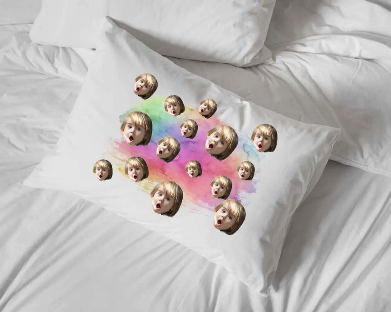 Rainbow All Over Face Photo Pillowcase - Upload a Photo