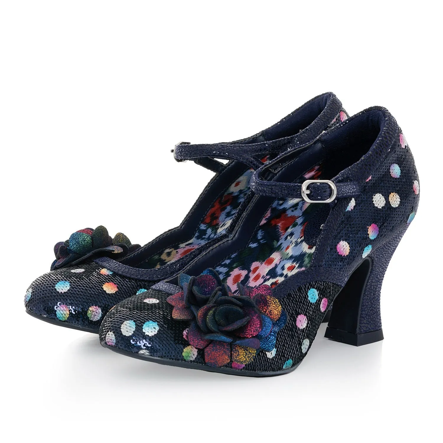 Ruby Shoo Nina Navy Sequins Mary Jane Heels