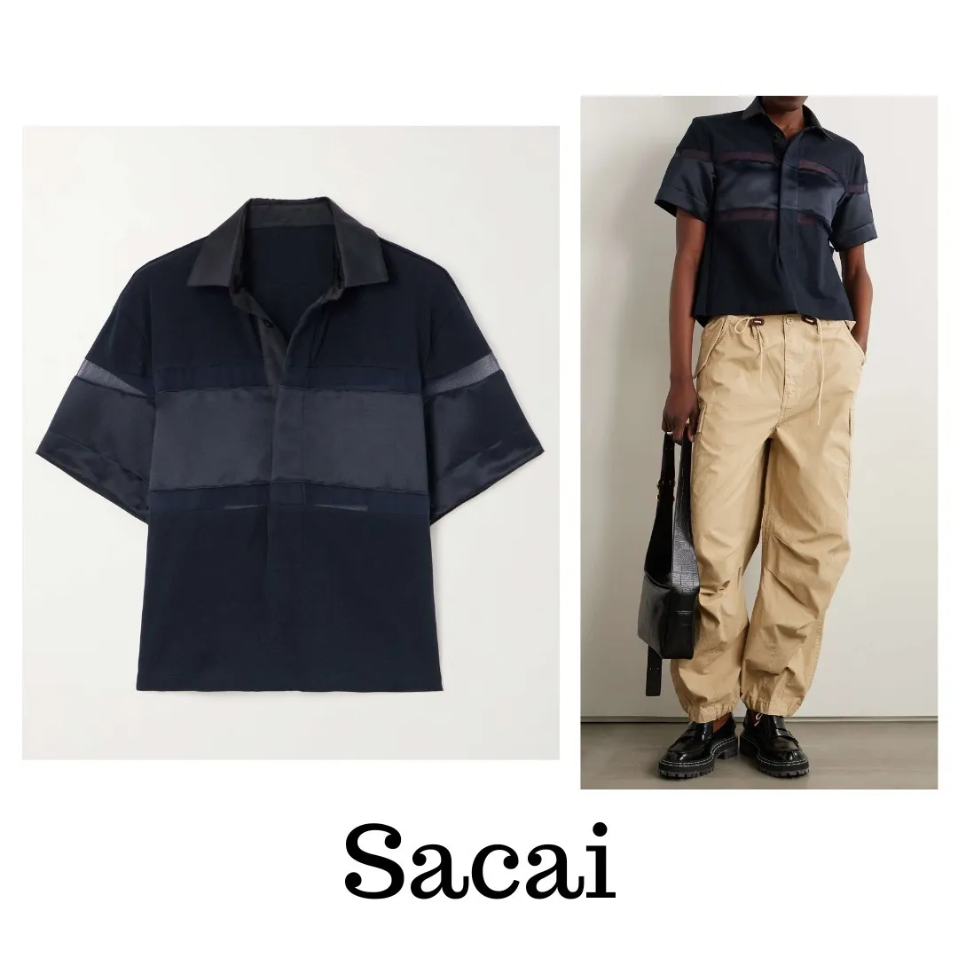 sacai  |Plain Cotton Short Sleeves Shirts & Blouses