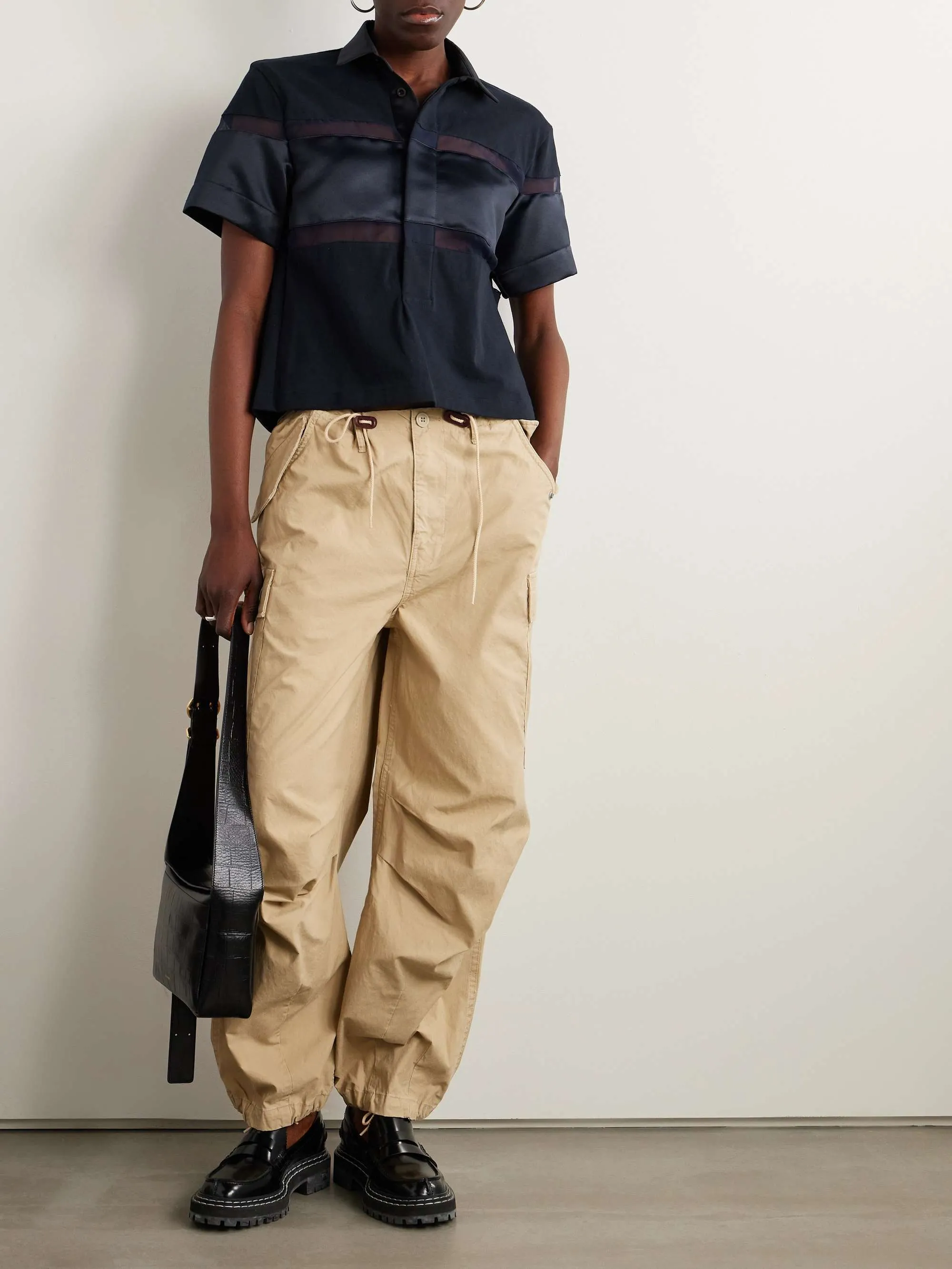 sacai  |Plain Cotton Short Sleeves Shirts & Blouses