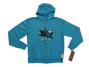 San Jose Sharks Retro Brand Teal Vintage Long Sleeve Full Zip Hooded Jacket