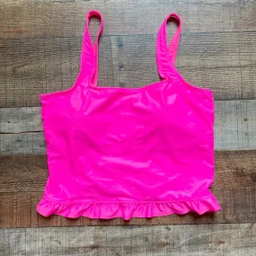 Sassy Red Lipstick x Pink Desert Vegas Pink Mini Ruffle Crop Peplum Padded Midkini Top- Size XL