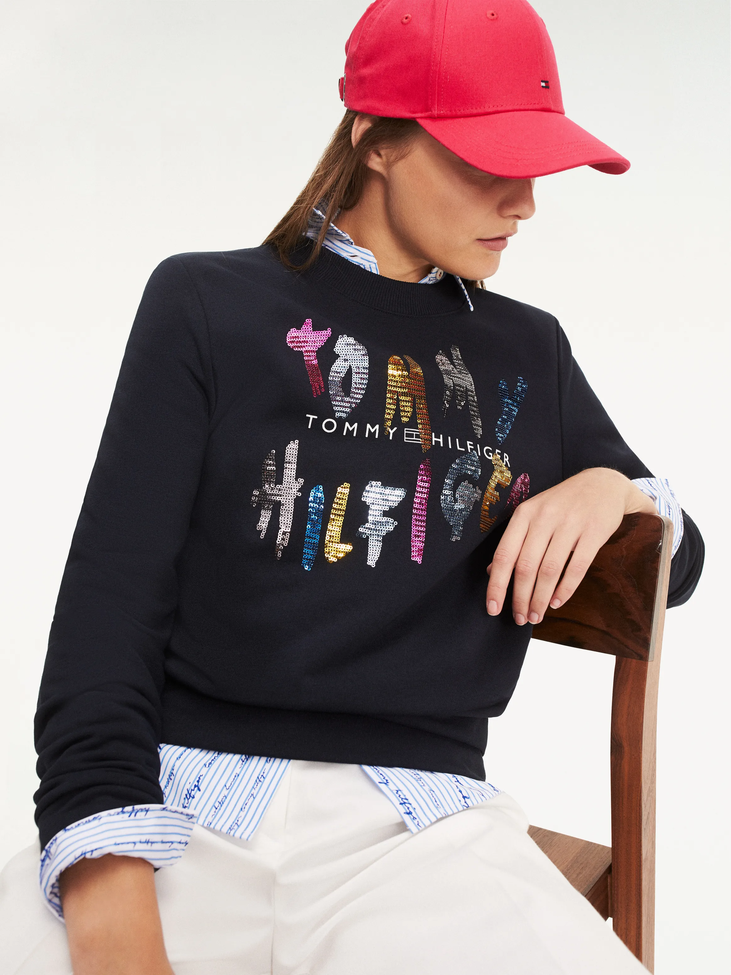 Sequin Graffiti Print Sweatshirt | Hoodies | Tommy Hilfiger