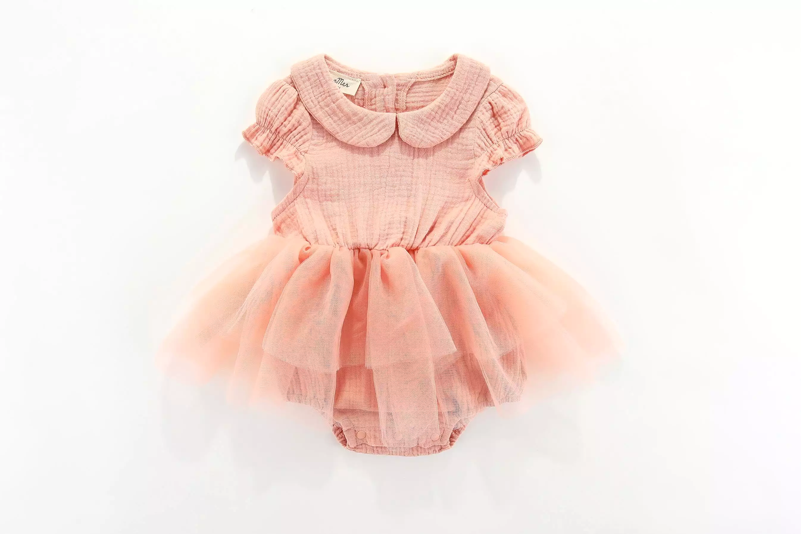 Siena Short Sleeve Tutu Romper: pink or white 0-6M, 6-12M, 1-2Y, 2-3Y