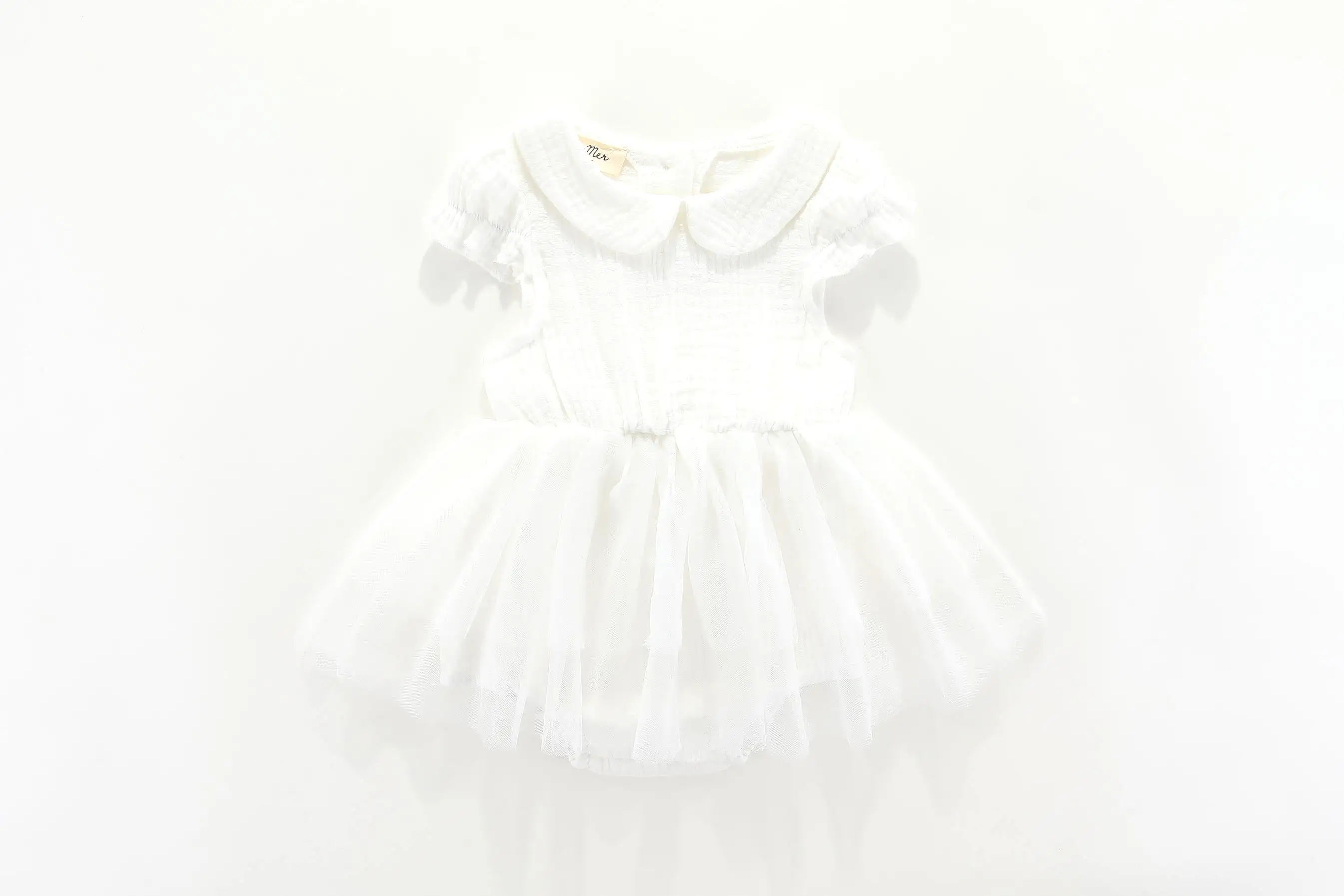 Siena Short Sleeve Tutu Romper: pink or white 0-6M, 6-12M, 1-2Y, 2-3Y