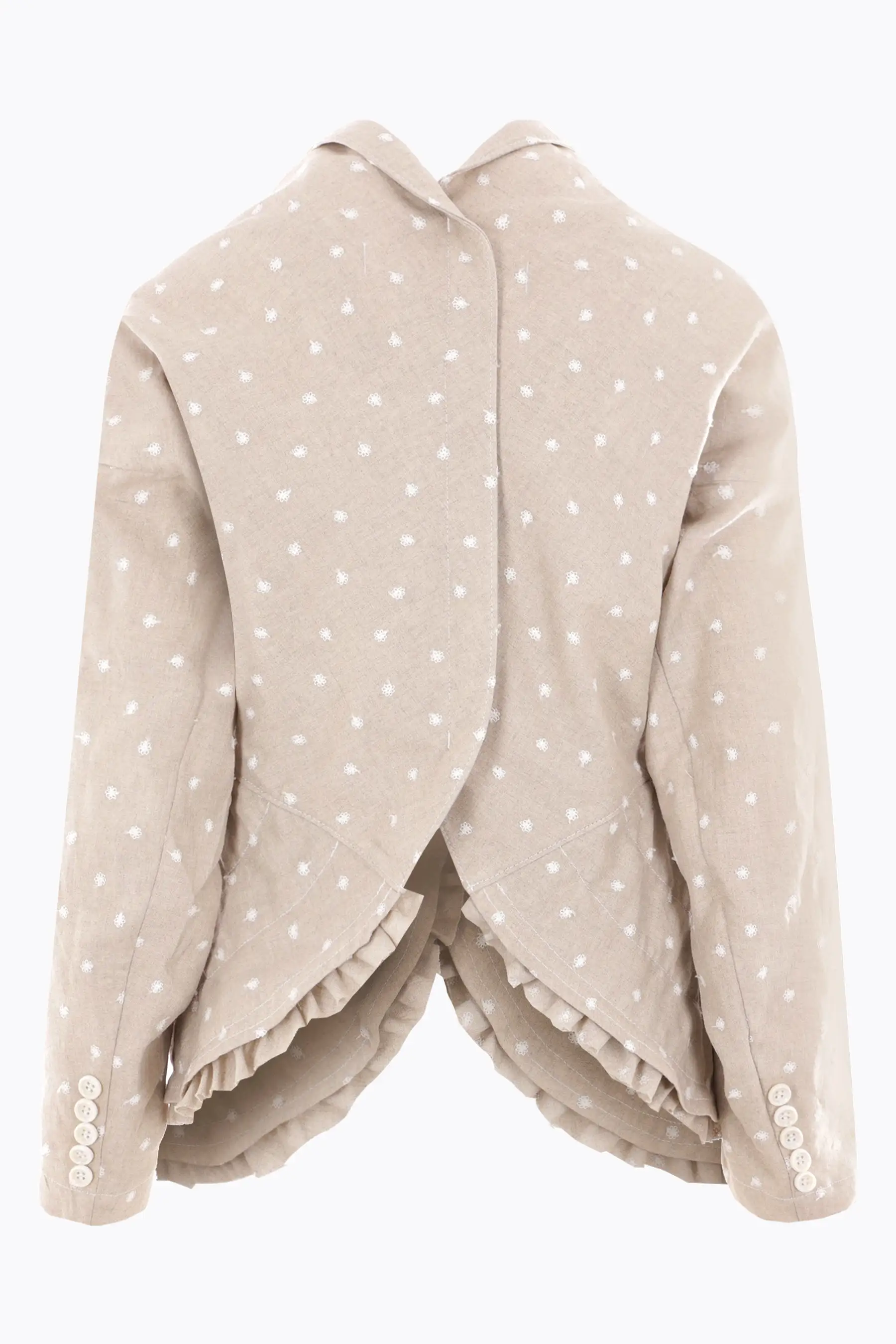 single-breasted floral embroidered linen jacket