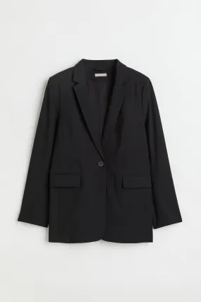 Single-breasted jacket - Long sleeve - Regular length - Black - Ladies | H&M GB