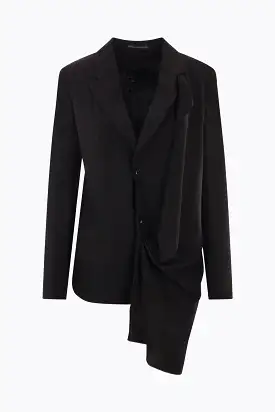 single-breasted rayon and linen jacket with panel