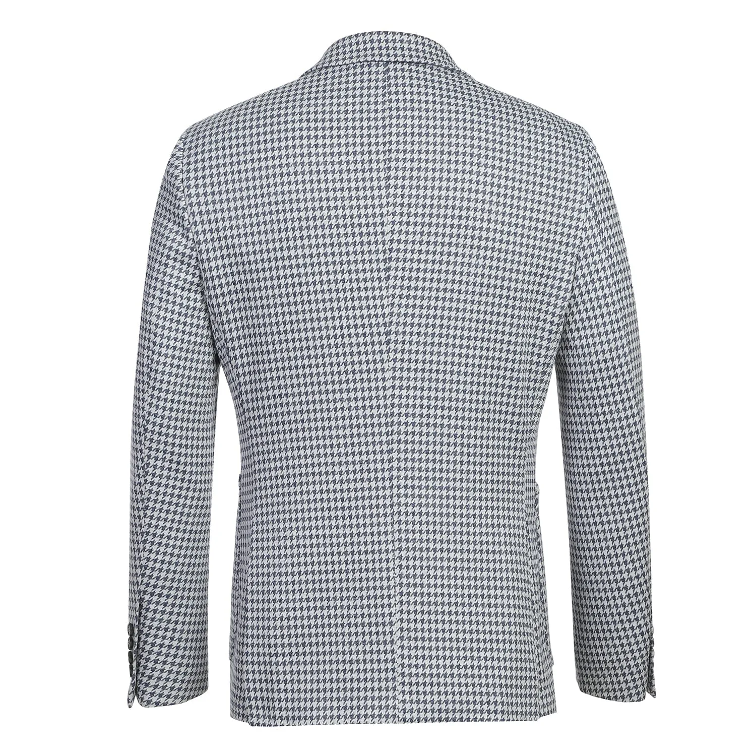 Single Breasted SLIM FIT Half Canvas Knit Soft Jacket in Blue Houndstooth (Short, Regular, and Long Available) by Pelago