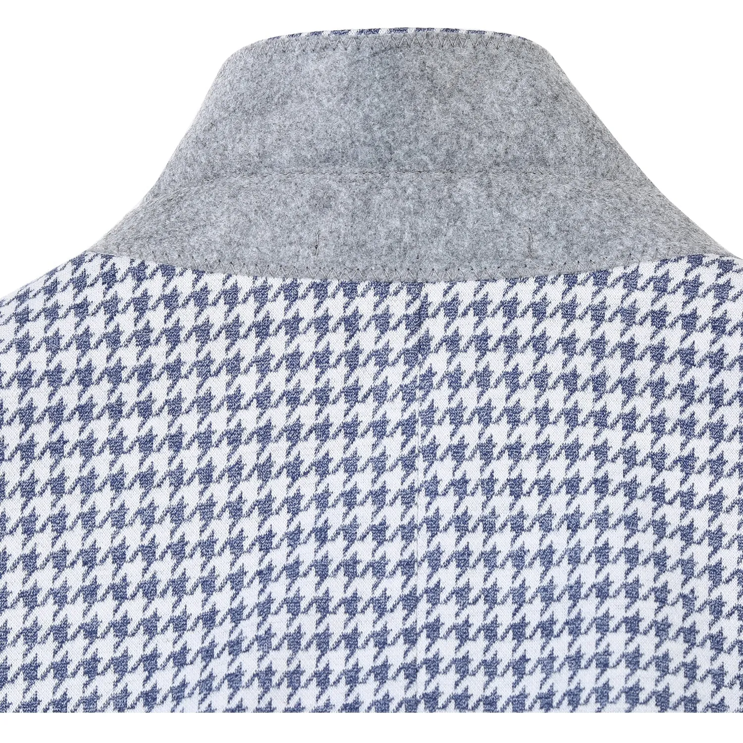 Single Breasted SLIM FIT Half Canvas Knit Soft Jacket in Blue Houndstooth (Short, Regular, and Long Available) by Pelago