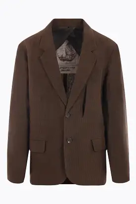 single-breasted wrinkled linen jacket