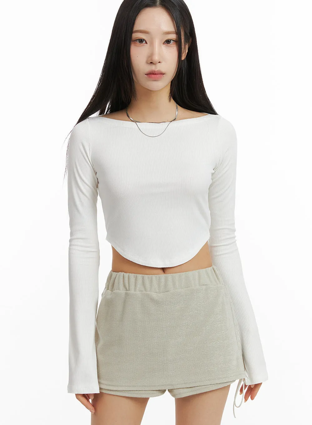 Slim Fit Long Sleeve Crop Top CJ408