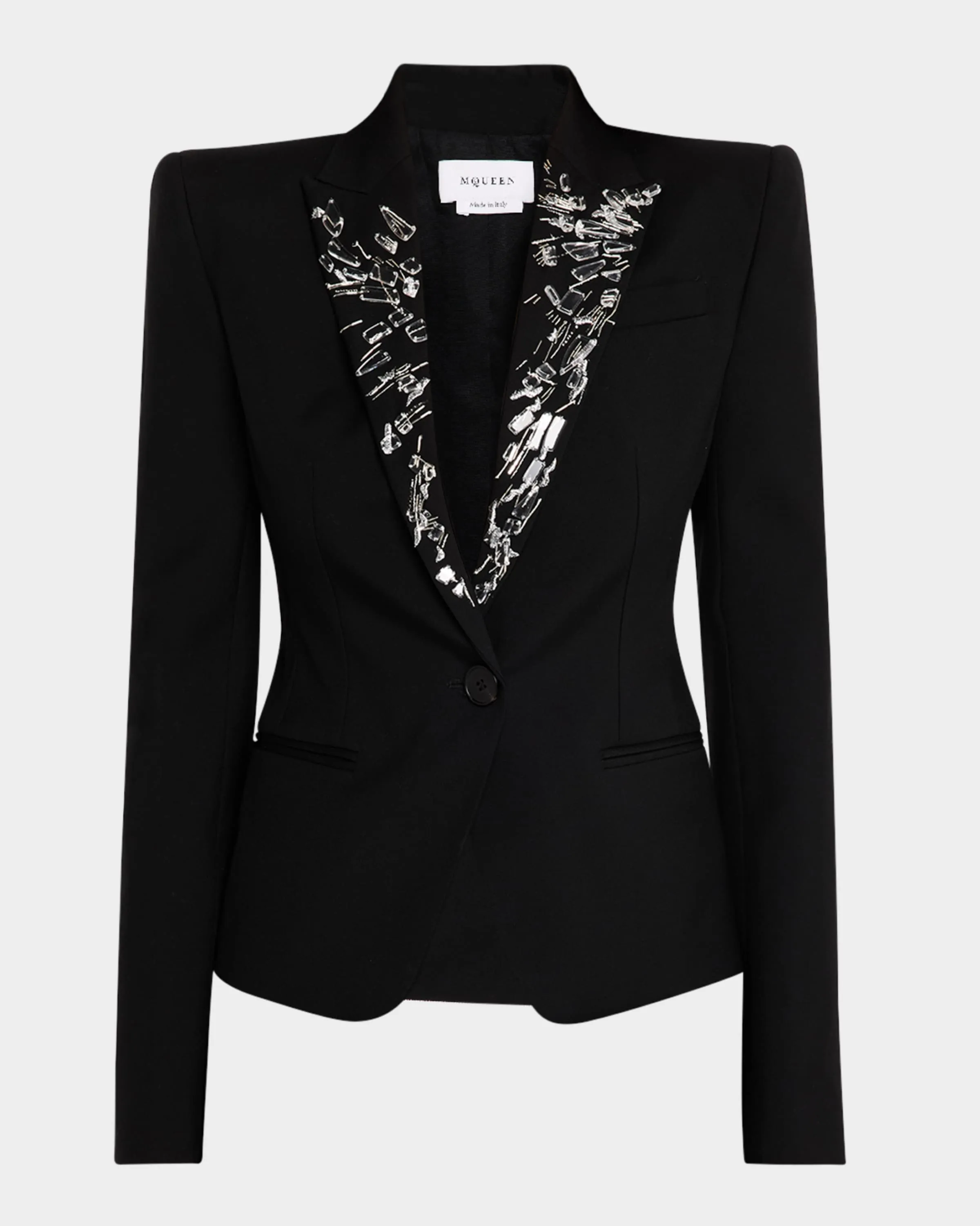 Smashed Screen Crystal-Lapel Single-Breasted Jacket