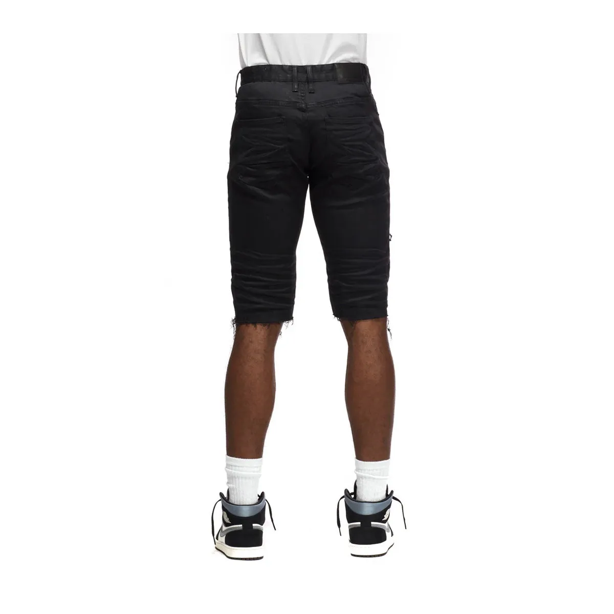 Smoke Rise Mens Heavy Rip & Repair Denim Short Sjs21121-Jetbk Jet Black