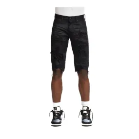 Smoke Rise Mens Heavy Rip & Repair Denim Short Sjs21121-Jetbk Jet Black