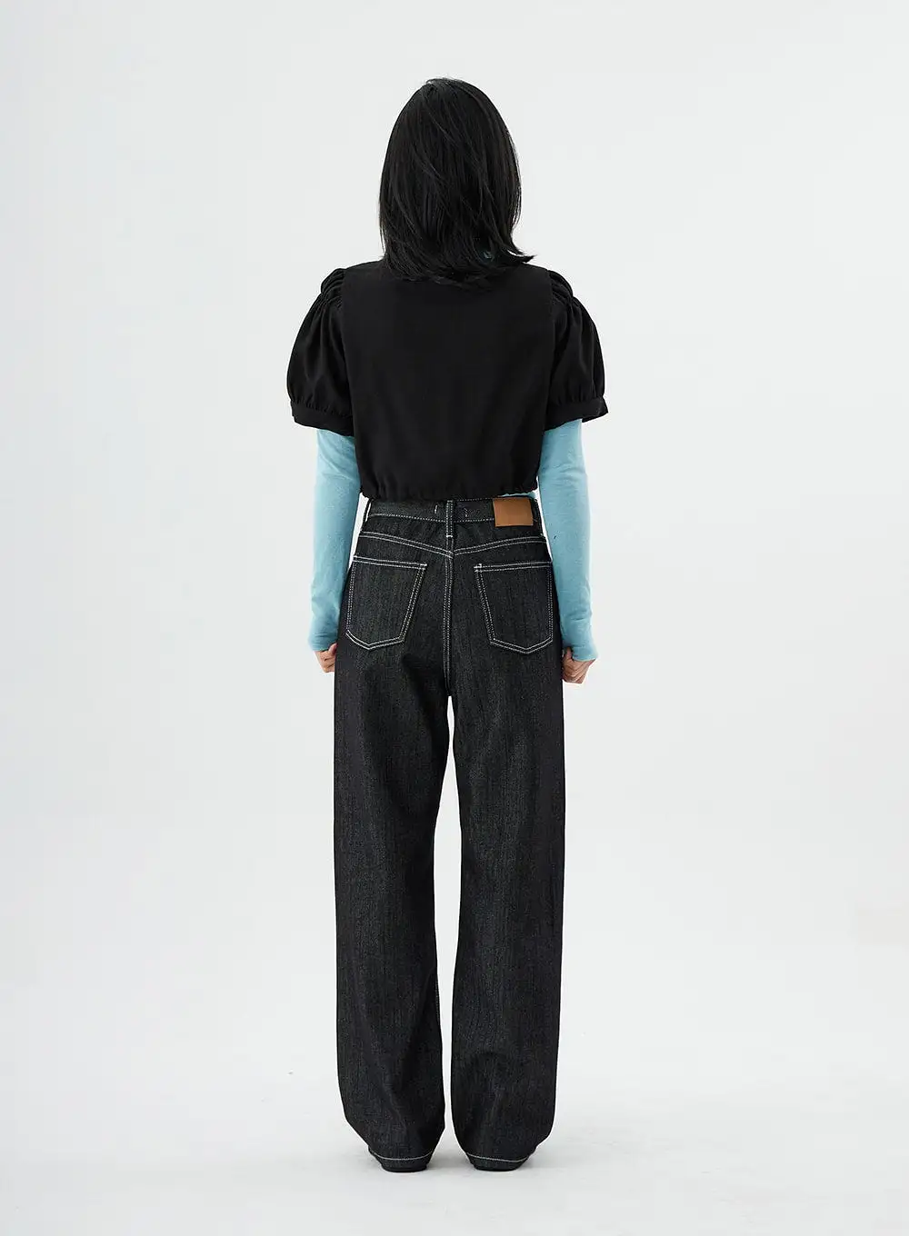 Square Neck Short Puffy Sleeve Crop Blouse ON01