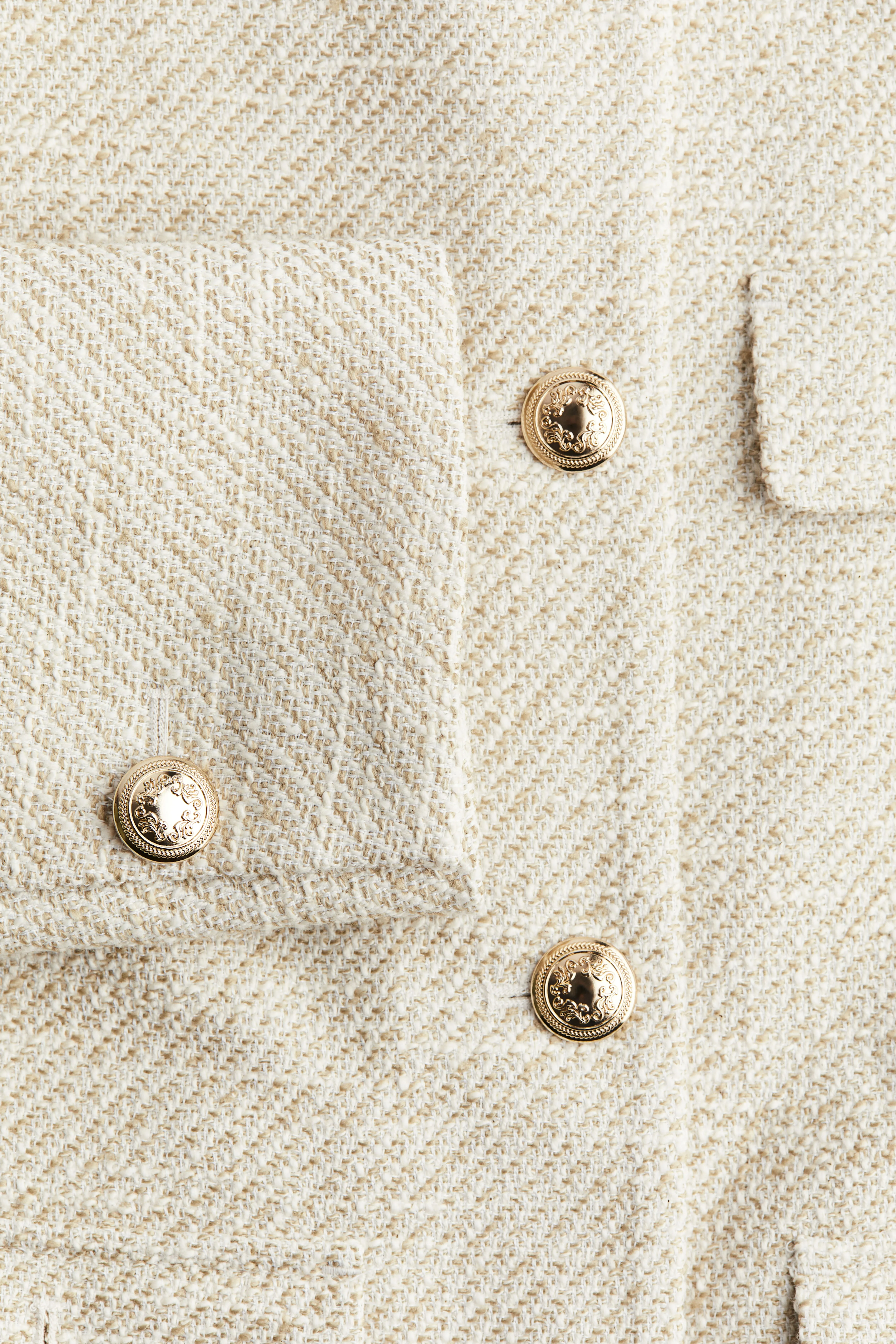 Textured-weave jacket - Round neck - Long sleeve - Light beige marl - Ladies | H&M GB