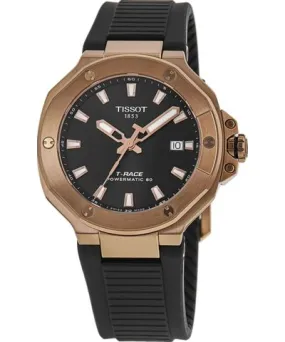 Tissot T-Race Powermatic 80 Automatic Black Dial Rose Gold Steel Silicone Strap Men's Watch T141.807.37.051.00