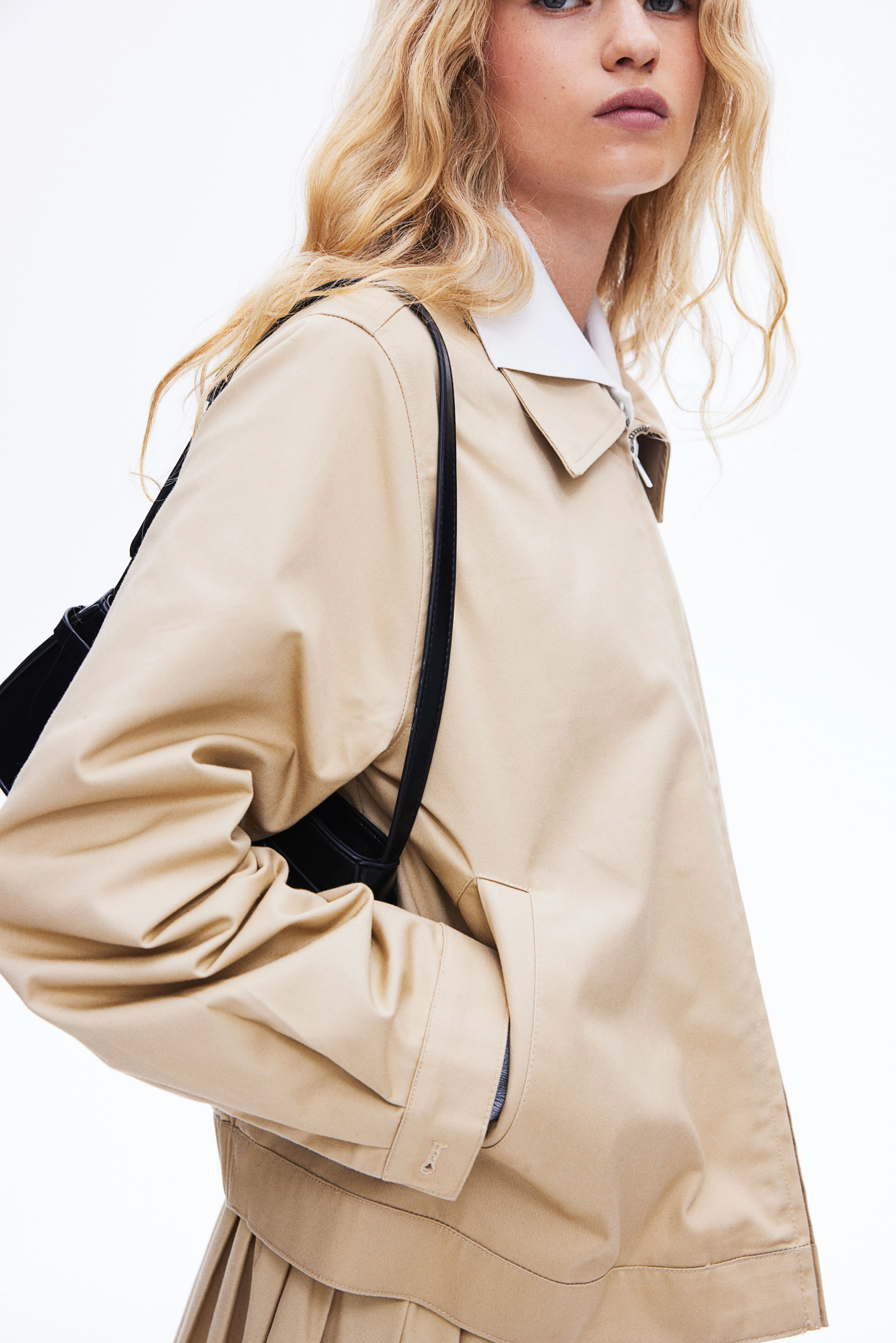 Twill jacket - Long sleeve - Regular length - Beige - Ladies | H&M GB