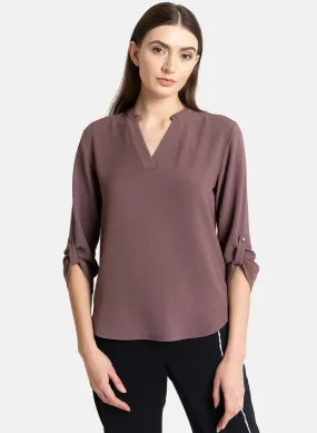 V-Neck Sleeve Turnup Top