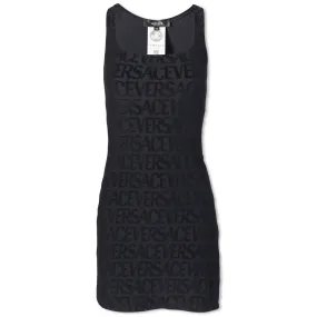 Versace All Over Logo Mini Swim DressBlack