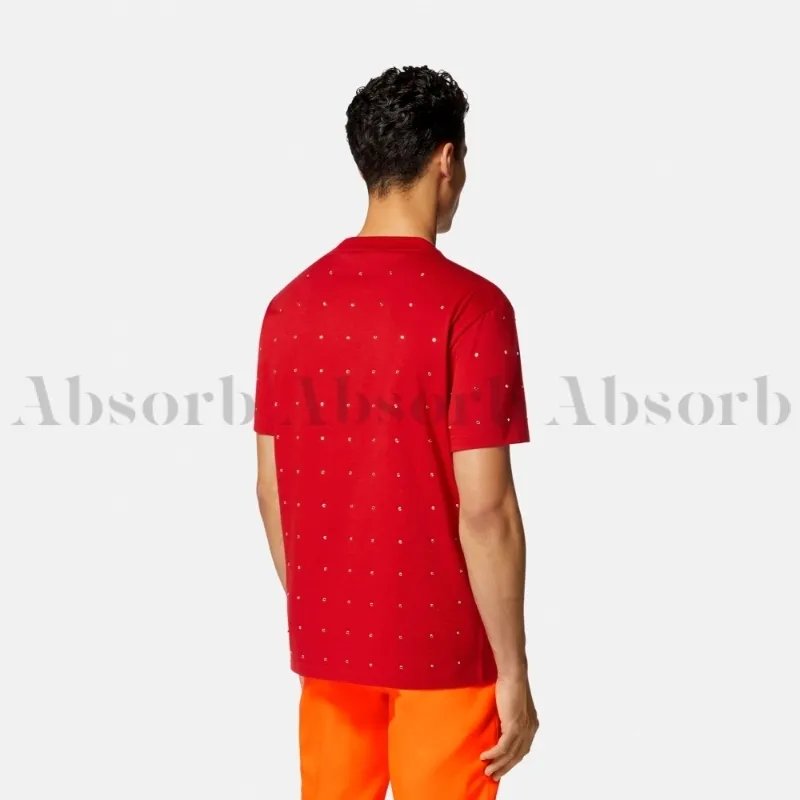 VERSACE  |Crew Neck Cotton Short Sleeves With Jewels Luxury