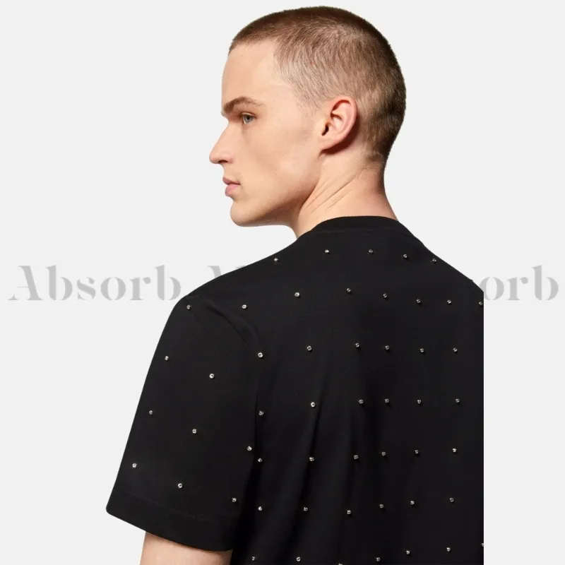 VERSACE  |Crew Neck Cotton Short Sleeves With Jewels Luxury