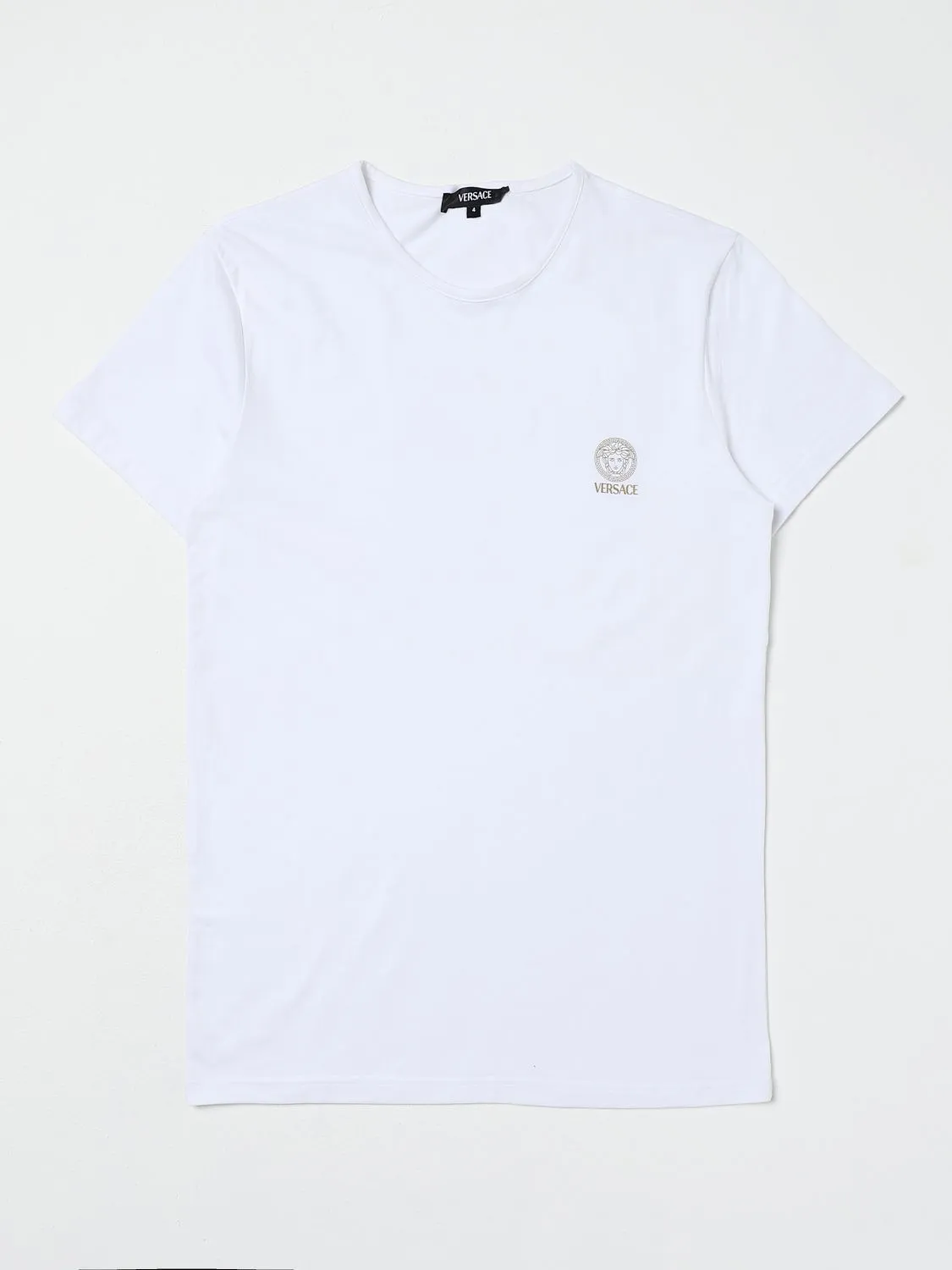 VERSACE  |Crew Neck Plain Cotton Short Sleeves Logo Luxury