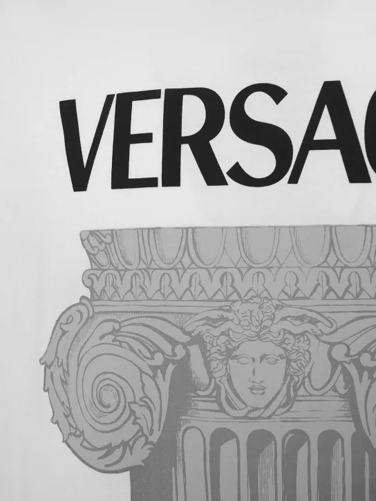 VERSACE  |Crew Neck Street Style Plain Cotton Short Sleeves Logo