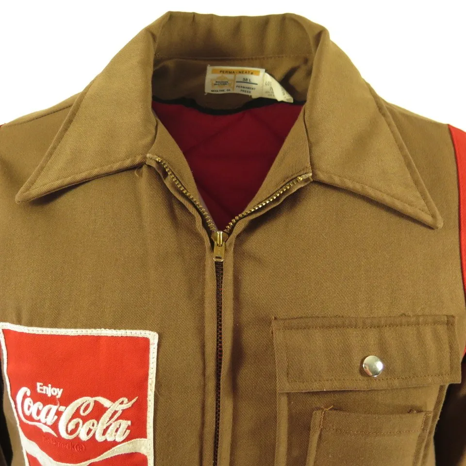 Vintage 60s Coca-Cola Work Jacket Mens 38 Long USA Made Riverside Masterbuilt