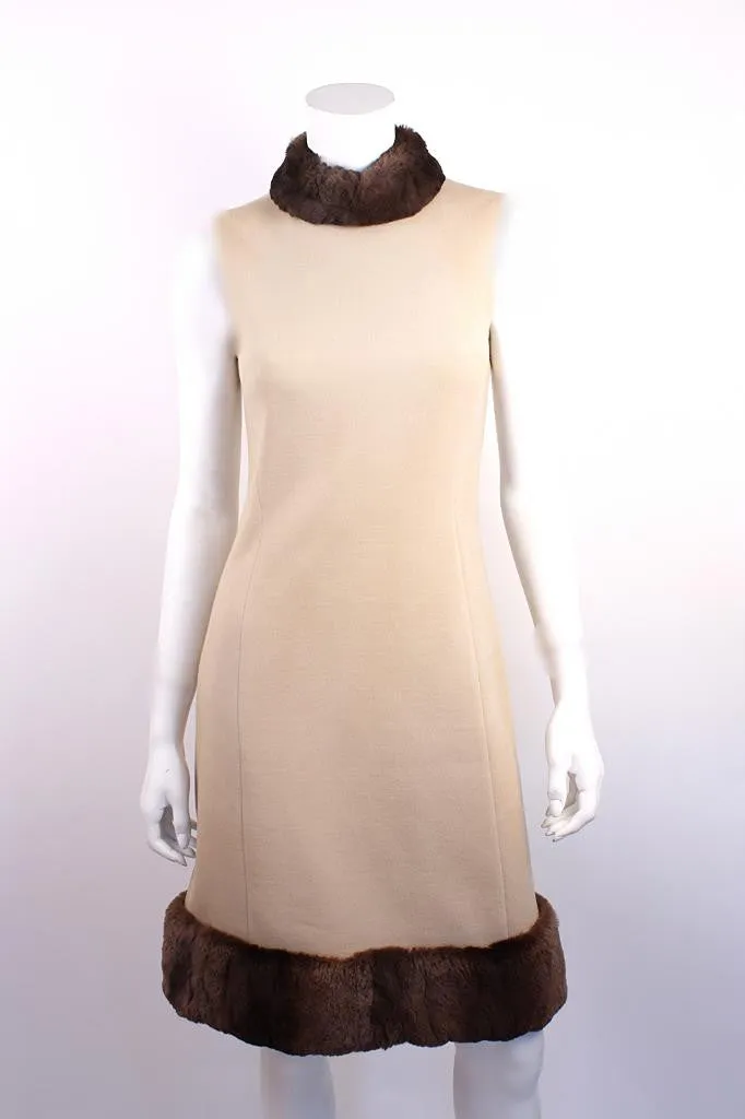 Vintage 60's LILLI ANN Wool & Fur Dress