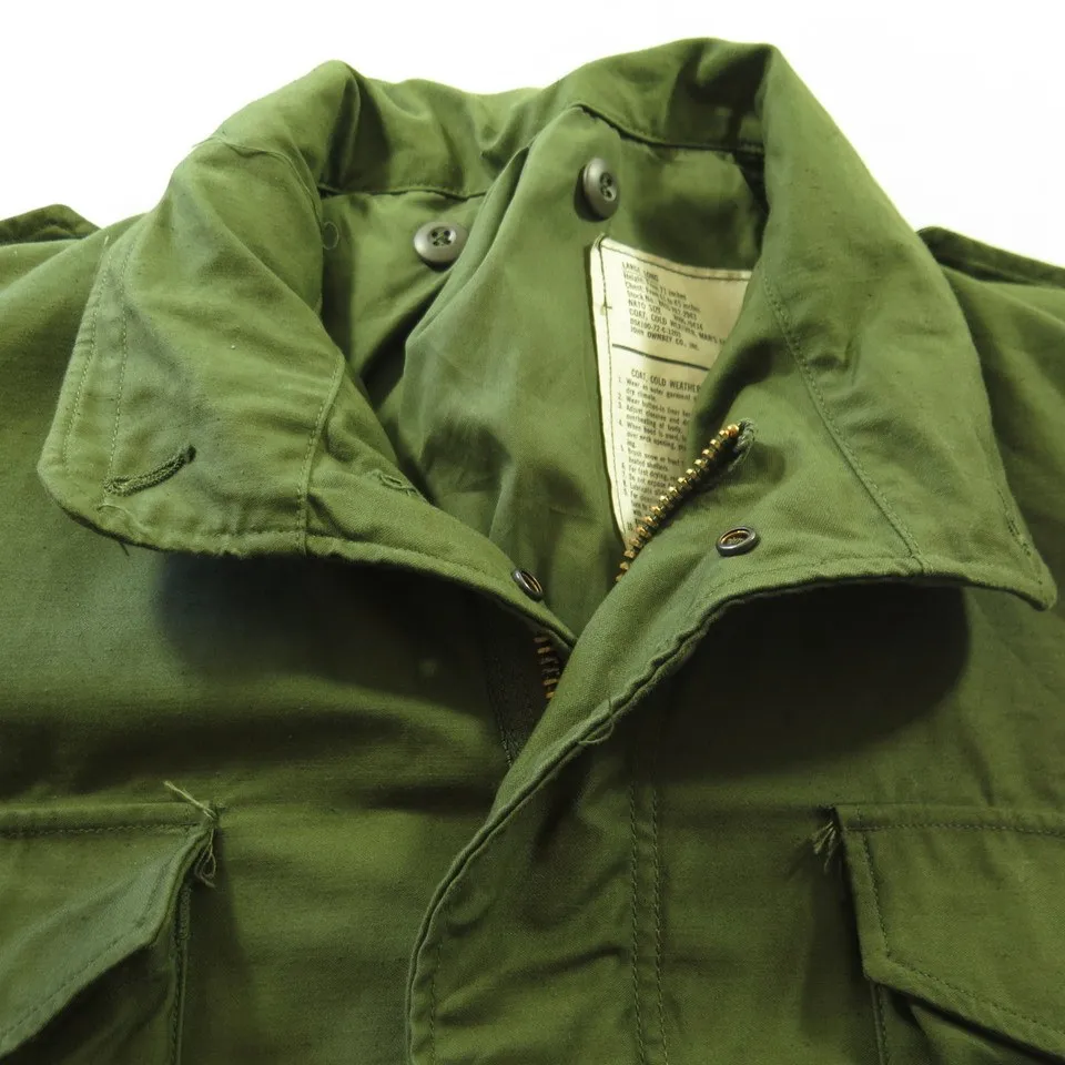 Vintage 70s M-65 Field Jacket Mens L Long Deadstock Military OG-107 Vietnam Era