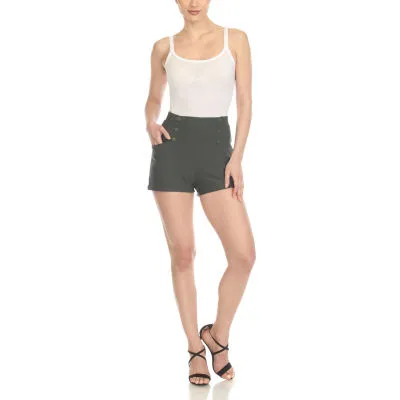 White Mark Womens High Rise Pull-On Short