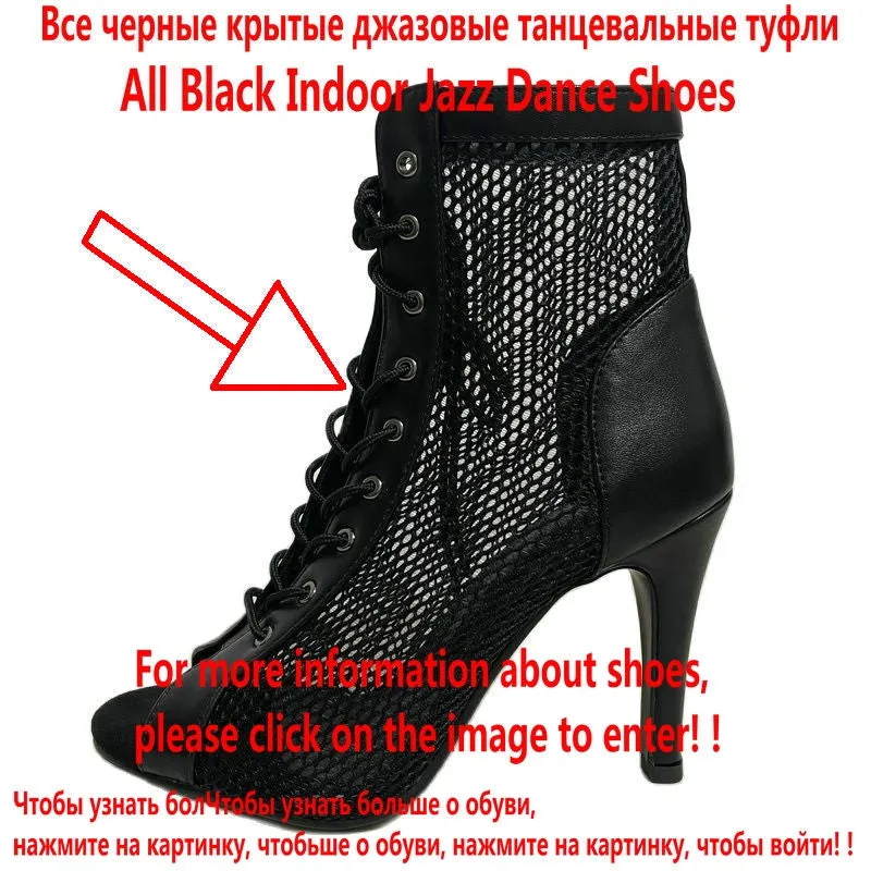 Women's Indoor Dance Sexy Red Party Hollow Mesh High Heel Boot Shoes